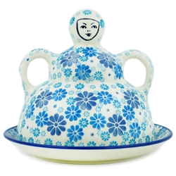 Polish Pottery 7" Cheese Lady. Hand made in Poland. Pattern U5021 designed by Maria Starzyk.