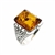 Rectangle shaped amber stone set in .925 sterling silver. Genuine Baltic amber. Front size is approx. 0.5" x 0.65".