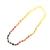 Multi-color polished amber beads set in the durable string finished with a screw clasp. The necklace is 16 inches long