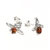 Cognac Amber Sterling Silver Bee Stud Earrings. Tear drop shaped amber stones set in .925 sterling silver. Genuine Baltic amber. Size is approx 0.6" x 0.5".