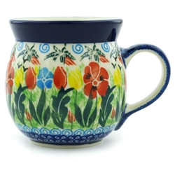 Polish Pottery 6 oz. Bubble Mug. Hand made in Poland. Pattern U3784 designed by Krystyna Dacyszyn.