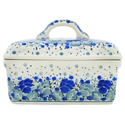 Polish Pottery 5.5" Butter Box. Hand made in Poland. Pattern U4826 designed by Teresa Liana.