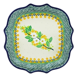 Polish Pottery 10.5" Fluted Luncheon Plate. Hand made in Poland. Pattern U4810 designed by Maria Starzyk.