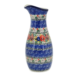 Polish Pottery 10.5" Carafe. Hand made in Poland. Pattern U3638 designed by Maria Starzyk.