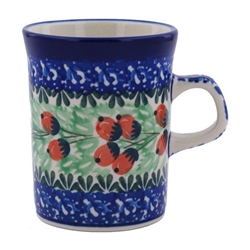 Polish Pottery 8 oz. Mug with Handle. Hand made in Poland. Pattern U1560 designed by Halina Bis.