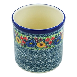 Polish Pottery 6" Utensil Holder. Hand made in Poland. Pattern U4664 designed by Teresa Liana.