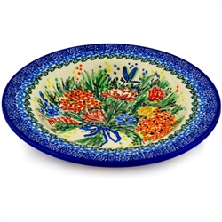Polish Pottery 9.5" Soup / Pasta Plate. Hand made in Poland. Pattern U3237 designed by Teresa Liana.
