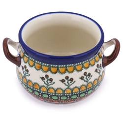 Polish Pottery 4" Bouillon Cup. Hand made in Poland. Pattern U79 designed by Teresa Liana.