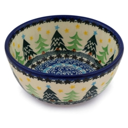 Polish Pottery 5" Ice Cream Bowl. Hand made in Poland and artist initialed.