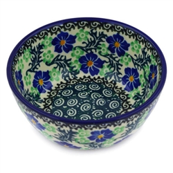 Polish Pottery 5" Ice Cream Bowl. Hand made in Poland and artist initialed.