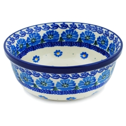 Polish Pottery 6" Cereal/Berry Bowl. Hand made in Poland and artist initialed.