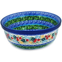 Polish Pottery 6" Cereal/Berry Bowl. Hand made in Poland. Pattern U4285 designed by Teresa Liana.