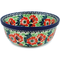 Polish Pottery 6" Cereal/Berry Bowl. Hand made in Poland. Pattern U985 designed by Honorata Kedzierska.