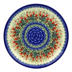 Polish Pottery 10.5" Dinner Plate. Hand made in Poland and artist initialed.