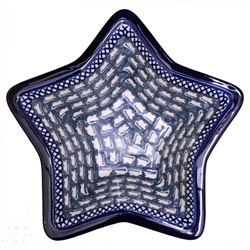 Polish Pottery 8" Star Shaped Bowl. Hand made in Poland. Pattern U9967 designed by Maryla Iwicka.