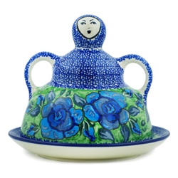Polish Pottery 7" Cheese Lady. Hand made in Poland. Pattern U1482 designed by Agnieszka Damian.
