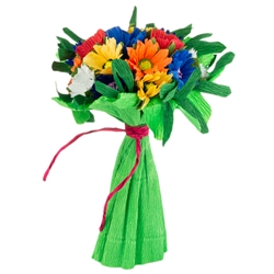 This beautiful floral bouquet is made by a folk artist family from the Nowy Sacz area. This bouquet is made of colorful crepe paper and supporting wire. Made in Poland entirely by hand. No two are exctly alike. Size is approx 8" x 5" x 4"