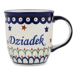 Polish Pottery 12 oz. Dziadek/ Grandpa Mug. Hand made in Poland.