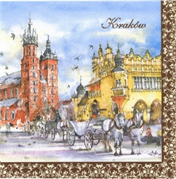 Krakow In Watercolors. (package of 20). Size 13" x 13" , 33cm x 33cm.