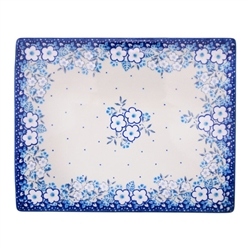 Polish Pottery 9.5" Tile. Hand made in Poland. Pattern U4971 designed by Maria Starzyk.