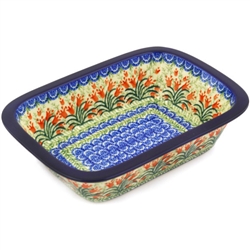 Polish Pottery 10" Rectangular Baker. Hand made in Poland and artist initialed.