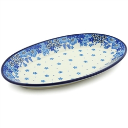 Polish Pottery 12" Oval Serving Platter 12. Hand made in Poland. Pattern U4657 designed by Teresa Liana.