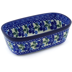 Polish Pottery 7" Loaf Pan. Hand made in Poland and artist initialed.