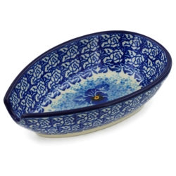 Polish Pottery 5" Spoon Rest. Hand made in Poland. Pattern U3639 designed by Maria Starzyk.