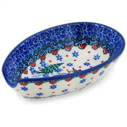 Polish Pottery 5" Spoon Rest. Hand made in Poland. Pattern U4661 designed by Teresa Liana.