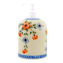 Polish Pottery 5.5" Soap/Lotion Dispenser. Hand made in Poland and artist initialed.