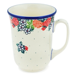 Polish Pottery 16 oz. Bistro Mug. Hand made in Poland and artist initialed.