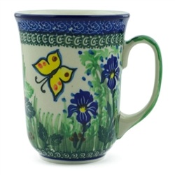 Polish Pottery 16 oz. Bistro Mug. Hand made in Poland. Pattern U2211 designed by Teresa Liana.