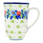 Polish Pottery 17 oz. Bistro Mug. Hand made in Poland and artist initialed.