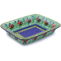 Polish Pottery 14" Baking Dish. Hand made in Poland. Pattern U2663 designed by Monika Kuczynska.