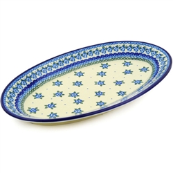Polish Pottery 15" Oval Serving Platter. Hand made in Poland and artist initialed.