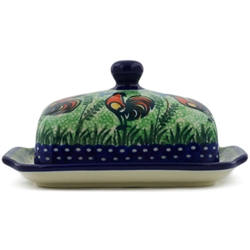 Polish Pottery 7" Butter Dish. Hand made in Poland. Pattern U2663 designed by Monika Kuczynska.