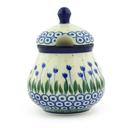 Polish Pottery 8 oz. Sugar Bowl. Hand made in Poland and artist initialed.