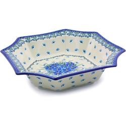 Polish Pottery 7" Octagonal Bowl. Hand made in Poland. Pattern U4992 designed by Maria Starzyk.