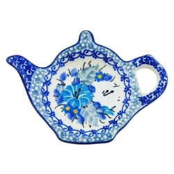 Polish Pottery 5" Tea Bag Plate. Hand made in Poland. Pattern U4976 designed by Teresa Liana.