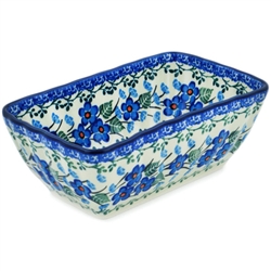 Polish Pottery 6" Rectangular Baker. Hand made in Poland and artist initialed.