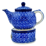 Polish Pottery Stoneware Personal Teapot and Warmer Set 13 oz.