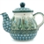 Polish Pottery 20 oz. Teapot. Hand made in Poland. Pattern U803 designed by Krystyna Dacyszyn.