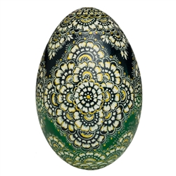 This beautifully designed goose egg is hand painted by master folk artist Krystyna Szkilnik from Opole, Poland. The painting is done in the traditional style from Opole. Signed and dated (2022) by the artist and ready to hang. Eggs are blown and can last