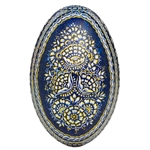 Hand Painted Opole Style Goose Egg - Blue And Gold