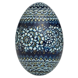 This beautifully designed goose egg is hand painted by master folk artist Krystyna Szkilnik from Opole, Poland. The painting is done in the traditional style from Opole. Signed and dated (2022) by the artist and ready to hang. Eggs are blown and can last