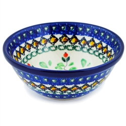 Polish Pottery 5" Bowl. Hand made in Poland. Pattern U440 designed by Ewa Tubaj.