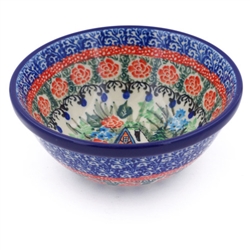 Polish Pottery 5" Bowl. Hand made in Poland. Pattern U4023 designed by Teresa Liana.