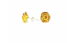 Baltic Amber Rose Stud Earrings Made of  Baltic Amber  Size is approx 0.4" diameter.