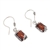 Cognac Amber Sterling Silver  Earrings On Hooks. Rectangle-shape amber stones set in .925 sterling silver. Genuine Baltic amber.  Size is approx 1" x 0.25".