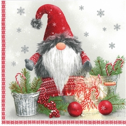 Polish Christmas Luncheon Napkins (package of 20) - 'Gnome With Candy Canes'